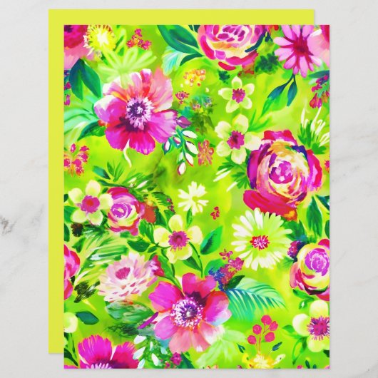 緑とピンクのパターンのスクラップブック紙 (正面/裏面)