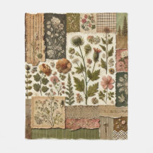 緑とピンクのパッチワーク素朴レトロヴィンテージフローラ