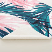 緑とピンクのパーム葉のパターン シェルパブランケット (3/4)