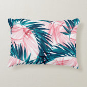 緑とピンクのパ葉ームの模様 アクセントクッション (裏面)