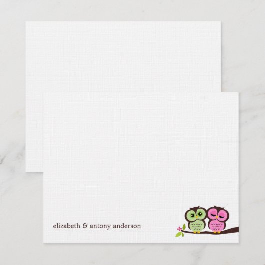 緑とピンクのフクロウ結婚ズ (正面/裏面)