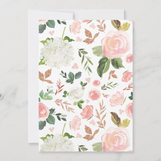 緑とピンクのフローラ水色 | バプテスマ 招待状 (裏面)