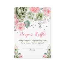 緑とピンクのフローラ赤ちゃんシャワーおむつラッフル