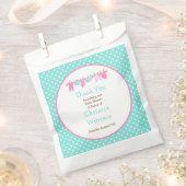 緑とピンクのベビーライン赤ちゃんシャワー フェイバーバッグ (クリップ留めされた状態)