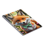 緑とピンクのボウが付いたかわいい狐 ノートブック (右側)