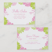 緑とピンクのモダンフローラ名刺 名刺 (正面/裏面)