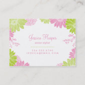 緑とピンクのモダンフローラ名刺 名刺 (裏面)