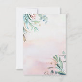 緑とピンクのローズエレガントな結婚式RSVP 出欠カード (裏面)