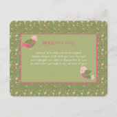 緑とピンクの可愛い鳥の絵本 赤ちゃんへ エンクロージャーカード (正面)