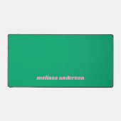 緑とピンクの名前をカスタムするはっきりしたトレンディー色モダン デスクマット (正面)