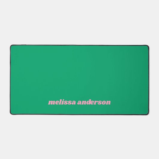 緑とピンクの名前をカスタムするはっきりしたトレンディー色モダン デスクマット (正面)