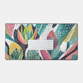 緑とピンクの多肉植物 デスクマット (キーボード&マウス)