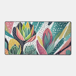 緑とピンクの多肉植物 デスクマット