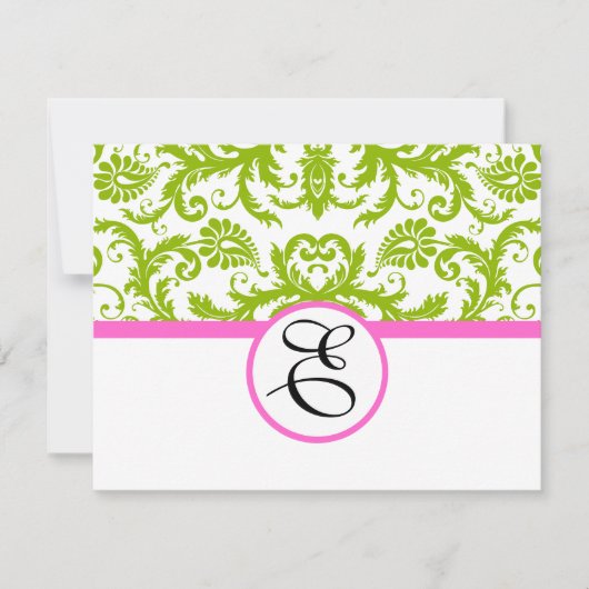 緑とピンクの応答カード 出欠カード (正面)