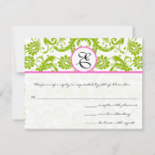 緑とピンクの応答カード 出欠カード (裏面)