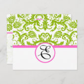 緑とピンクの応答カード 出欠カード (正面/裏面)