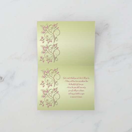 緑とピンクの感謝を伝えるカード サンキューカード (内部)