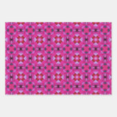 緑とピンクの抽象芸術星模様 ラッピングペーパーシート (正面3)