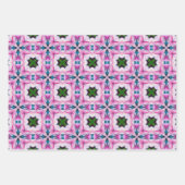 緑とピンクの抽象芸術星模様 ラッピングペーパーシート (正面2)