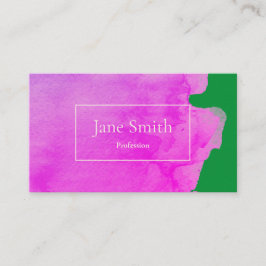 緑とピンクの水彩名刺 名刺