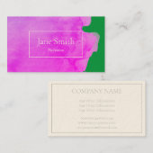 緑とピンクの水彩名刺 名刺 (正面/裏面)