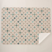 緑とピンクの水玉模様の幾何学的パターン シェルパブランケット (正面(横))