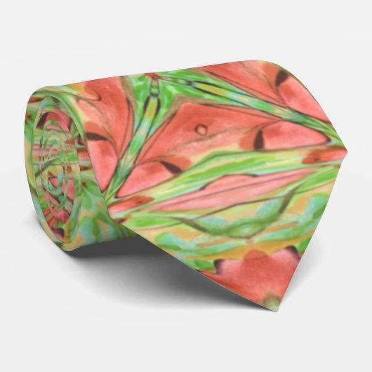 緑とピンクの水色の抽象芸術パターン ネクタイ (ロール)