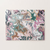 緑とピンクの液体アクリル ジグソーパズル (横)