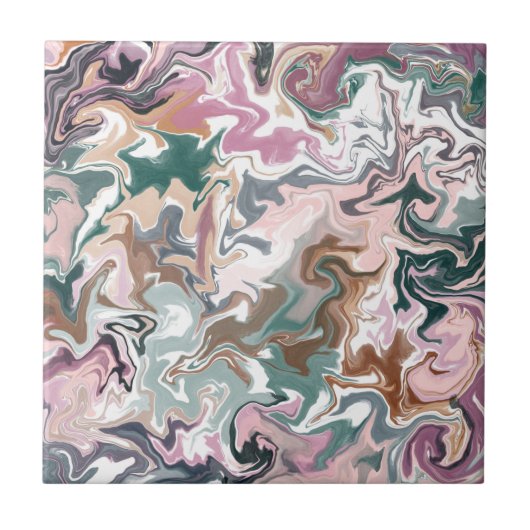 緑とピンクの液体アクリル タイル (正面)