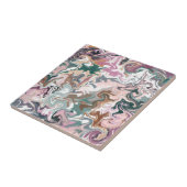 緑とピンクの液体アクリル タイル (側面)