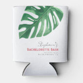 緑とピンクの熱帯モンステラバチェロレッテ 缶クーラー (正面)