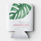 緑とピンクの熱帯モンステラバチェロレッテ 缶クーラー (裏面)