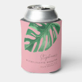 緑とピンクの熱帯モンステラバチェロレッテ 缶クーラー (缶裏面)