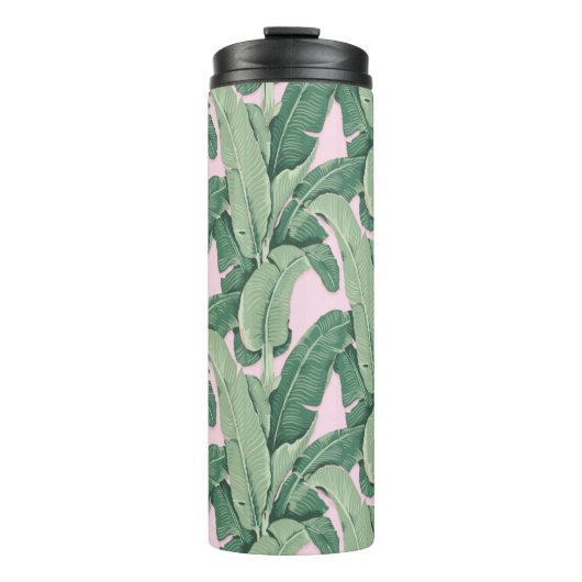 緑とピンクの熱帯葉国 |カバナ タンブラー (正面)