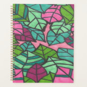 緑とピンクの熱帯葉国 プランナー手帳 (正面)