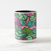 緑とピンクの熱帯葉国 マグカップ (中央)