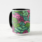 緑とピンクの熱帯葉国 マグカップ (正面左)