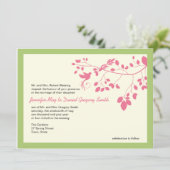 緑とピンクの結婚式が愛鳥を誘う 招待状 (スタンド正面)