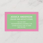 緑とピンクの色のブロックよくはしゃぐ遊日付 コーリングカード (裏面)