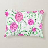 緑とピンクの花のつる植物 アクセントクッション (裏面)