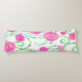 緑とピンクの花のつる植物 ボディピロー (裏面)