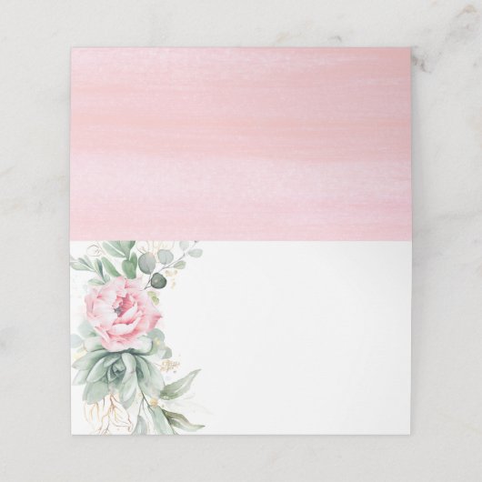 緑とピンクの花を多肉化エレガント プレイスカード (外部開封)
