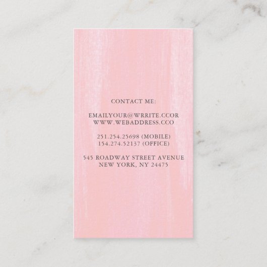 緑とピンクの花を多肉化エレガント 名刺 (裏面)