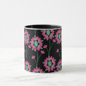 緑とピンクの花シームレスパターン マグカップ (中央)