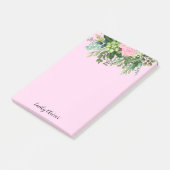 緑とピンクの花 – 名前をカスタムする ポストイット (アングル)