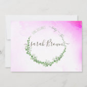 緑とピンクの葉の長距離赤ちゃんシャワー 招待状 (裏面)