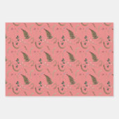 緑とピンクの野生の花 ラッピングペーパーシート (正面3)