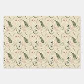 緑とピンクの野生の花 ラッピングペーパーシート (正面2)