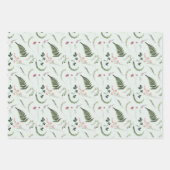 緑とピンクの野生の花 ラッピングペーパーシート (正面)