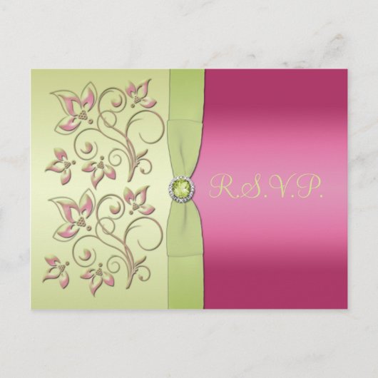 緑とピンクのR.S.V.P.ポストカード インビテーションポストカード (正面)
